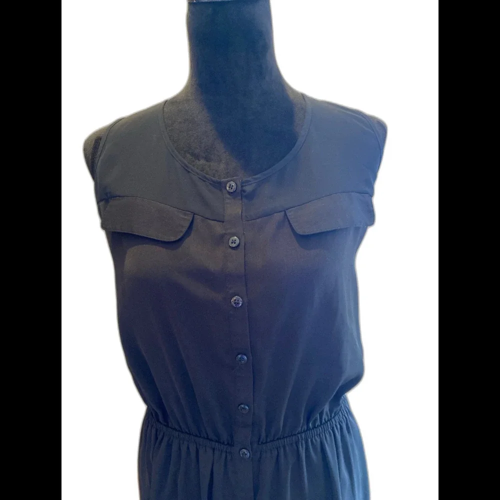 Swimsuit‎ Coverup Dress Plus Size 1X Black Sheer Button Front Elastic Waist